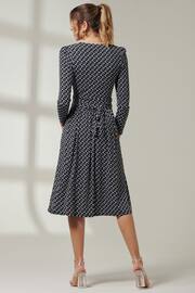Jolie Moi Black Front Wrap V-Neck Midi Dress - Image 2 of 6