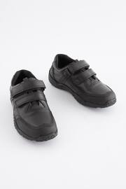 Black Narrow Fit (E) School Leather Double Strap Shoes - Image 2 of 8