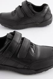 Black Narrow Fit (E) School Leather Double Strap Shoes - Image 5 of 8