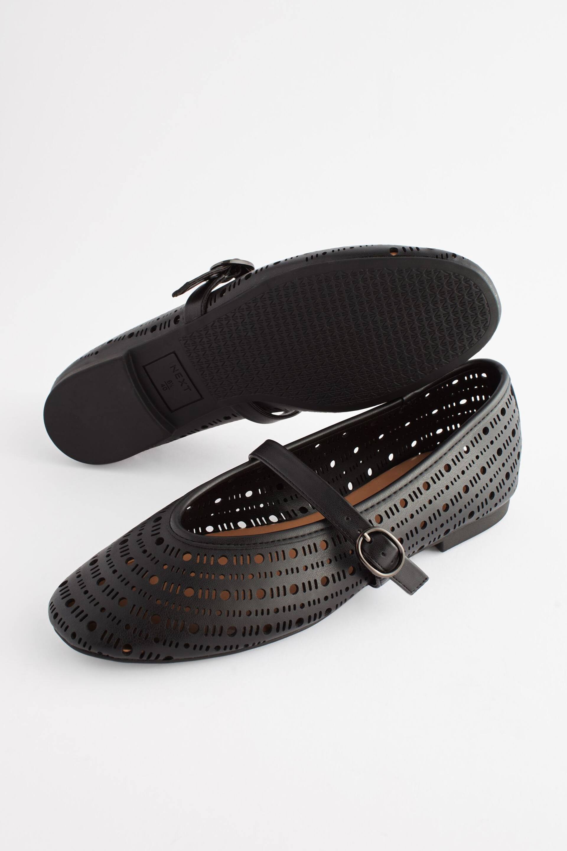 Black Forever Comfort® Lasercut Mary Jane Shoes - Image 3 of 5