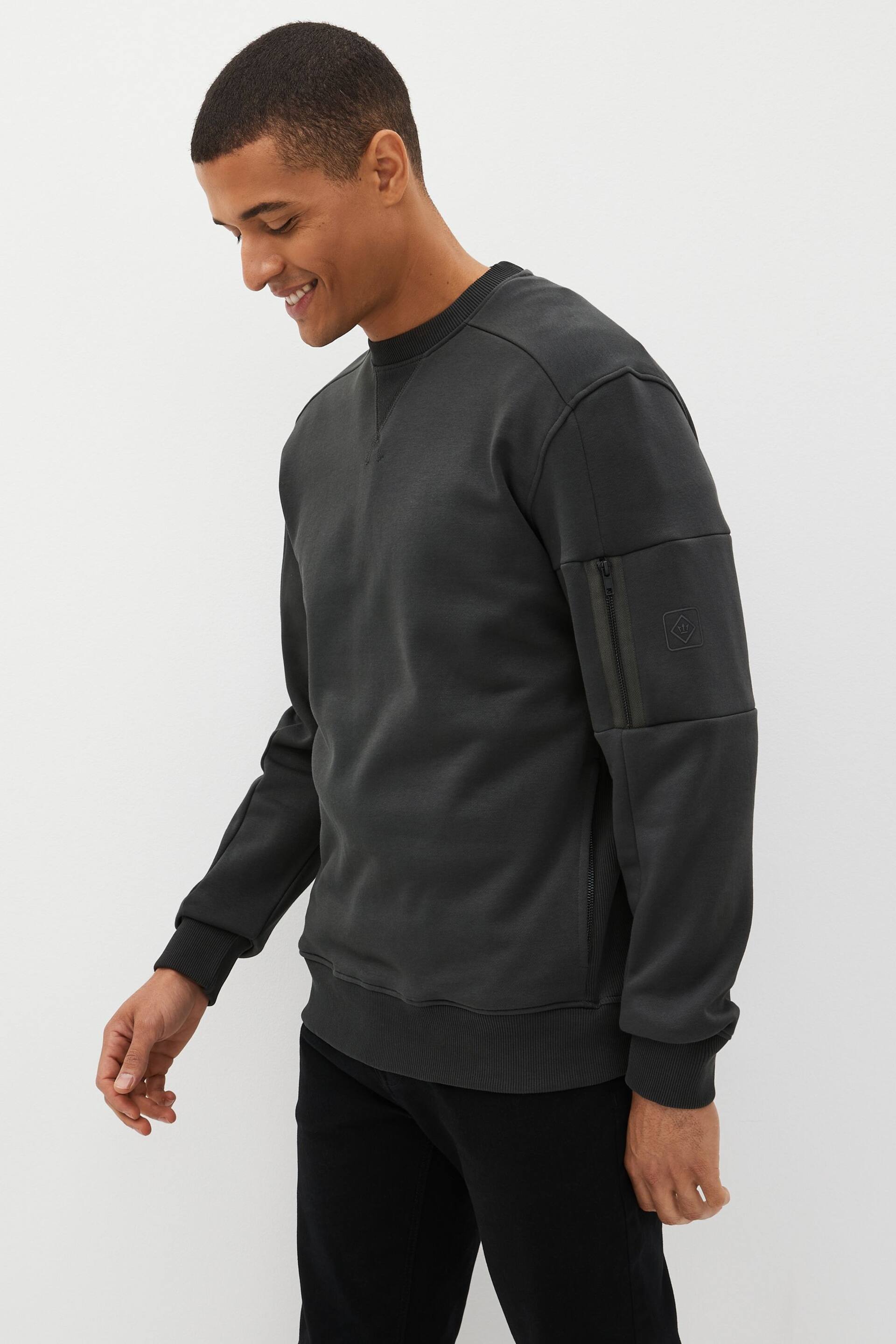 Slate Grey Utility Crew Sweatshirt - Image 1 of 9