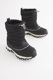 Black/Rose Gold Waterproof Warm Faux Fur Lined Snow Boots - Image 1 of 10