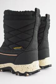 Black/Rose Gold Waterproof Warm Faux Fur Lined Snow Boots - Image 4 of 10