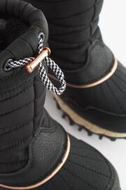 Black/Rose Gold Waterproof Warm Faux Fur Lined Snow Boots - Image 6 of 10