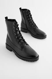 Black Extra Wide Fit Forever Comfort® Leather Lace-Up Boots - Image 1 of 5