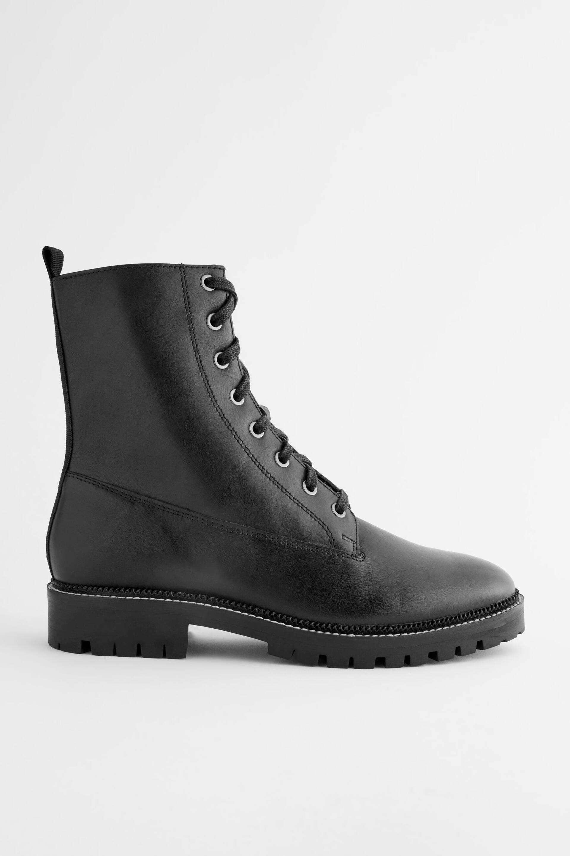Black Extra Wide Fit Forever Comfort® Leather Lace-Up Boots - Image 2 of 5