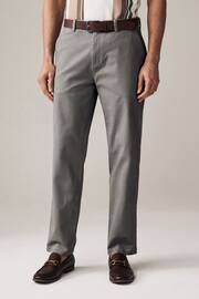 Grey Straight Fit Belted Soft Touch Chino Trousers - Image 1 of 10
