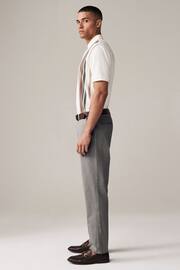 Grey Straight Fit Belted Soft Touch Chino Trousers - Image 4 of 10