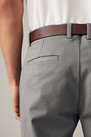 Grey Straight Fit Belted Soft Touch Chino Trousers - Image 6 of 10