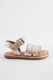 Gold Wide Fit (G) Leather Stripe Sandals - Image 2 of 5