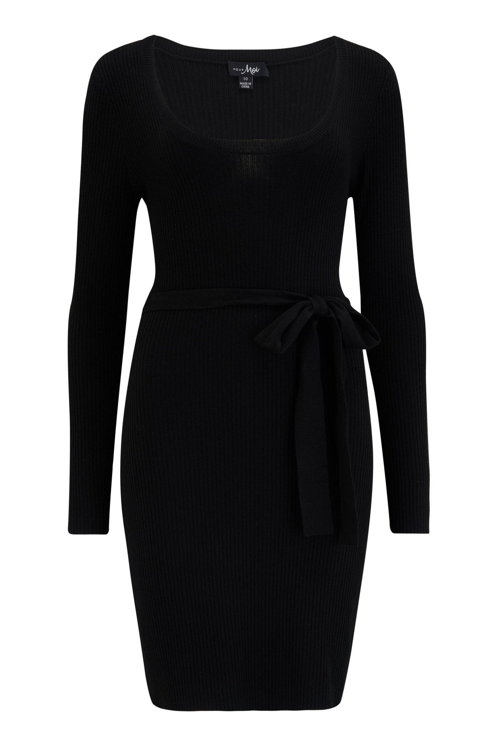 Pour Moi Black Edie Scoop Neck Rib Knit Dress with LENZING™ ECOVERO™ - Image 3 of 4