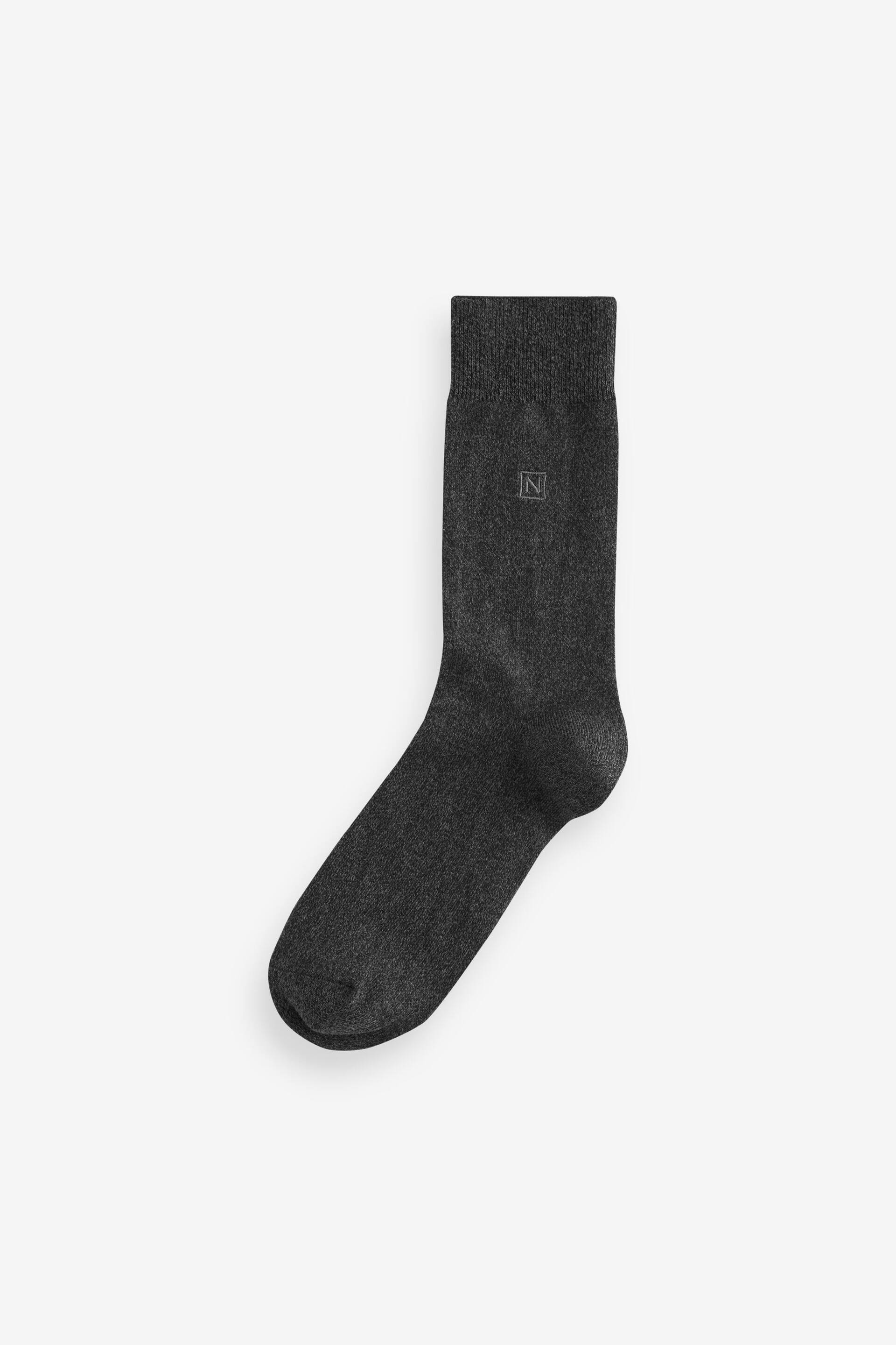 Black/Grey 10 Pack Embroidered Lasting Fresh Socks - Image 2 of 7