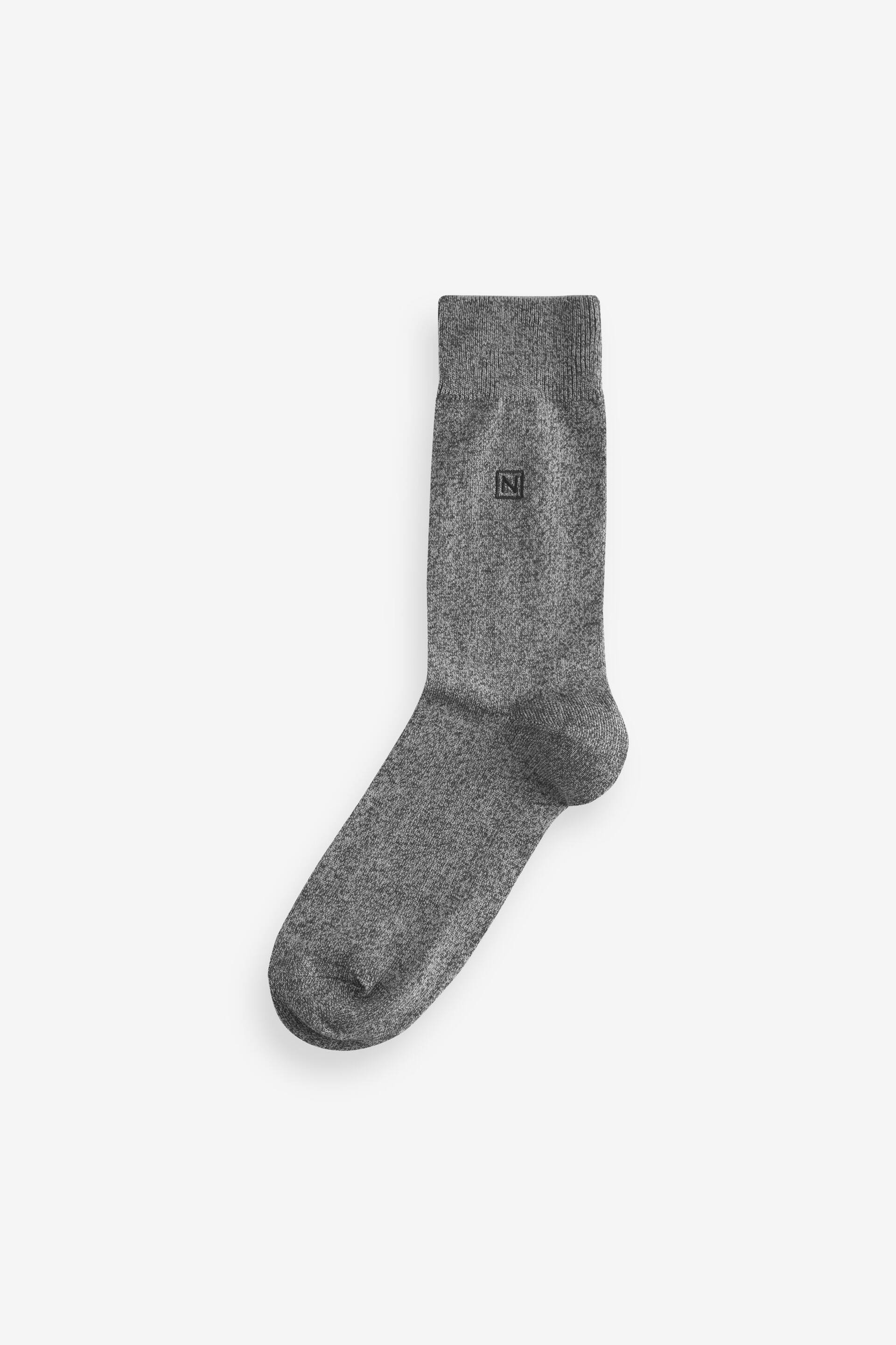Black/Grey 10 Pack Embroidered Lasting Fresh Socks - Image 5 of 7