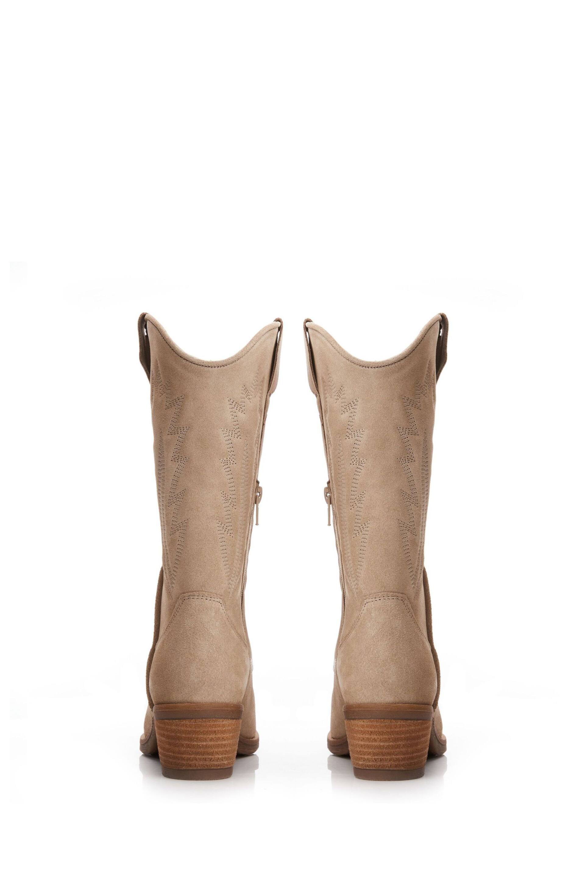 Moda in Pelle Fanntine Mid Leg Pointed Western Nude Boots - Image 3 of 4