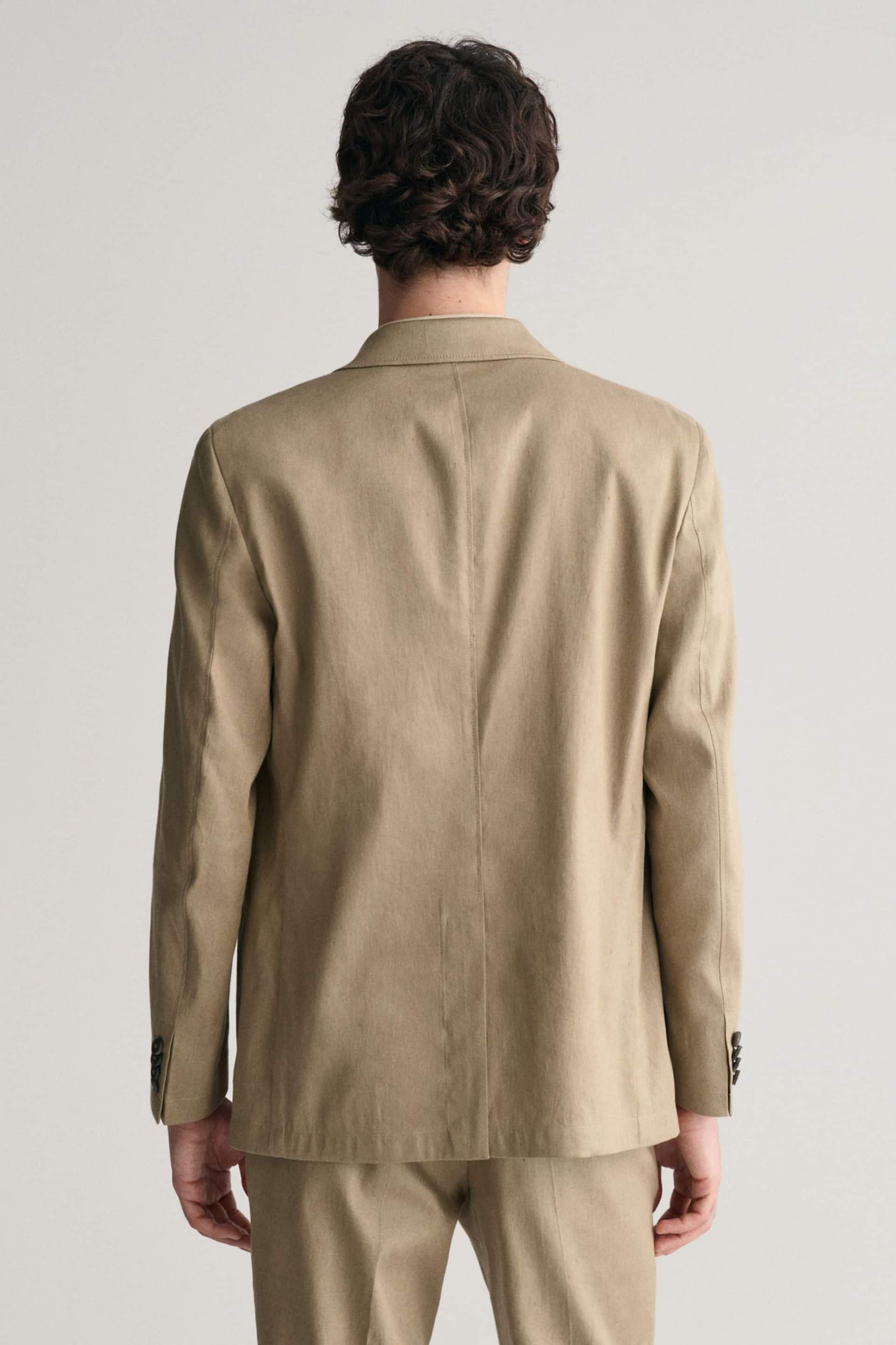 GANT Brown Slim Fit Cotton Linen Blazer - Image 2 of 6