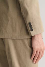GANT Brown Slim Fit Cotton Linen Blazer - Image 5 of 6
