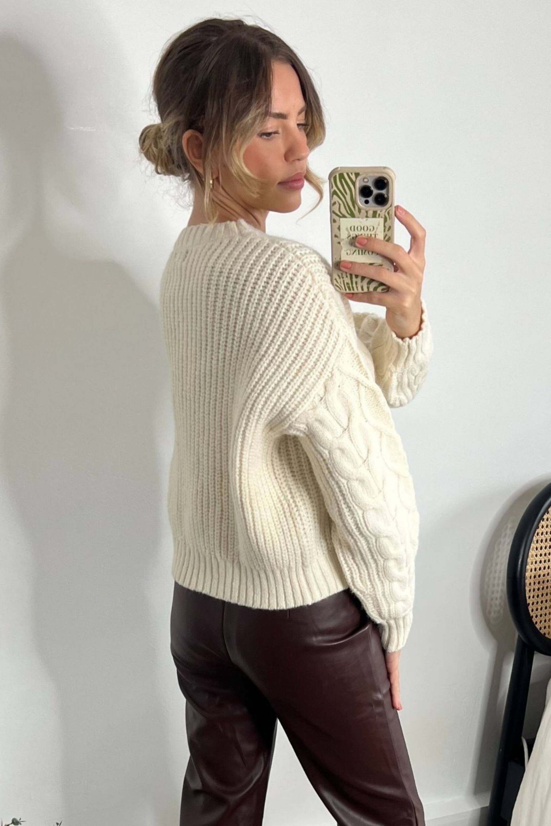 Style Cheat Cream Juniper Cable Knit Jumper - Image 2 of 4