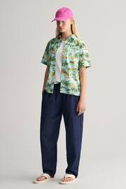 GANT Green Boys Oleander Print Cotton Short Sleeve Shirt - Image 3 of 4