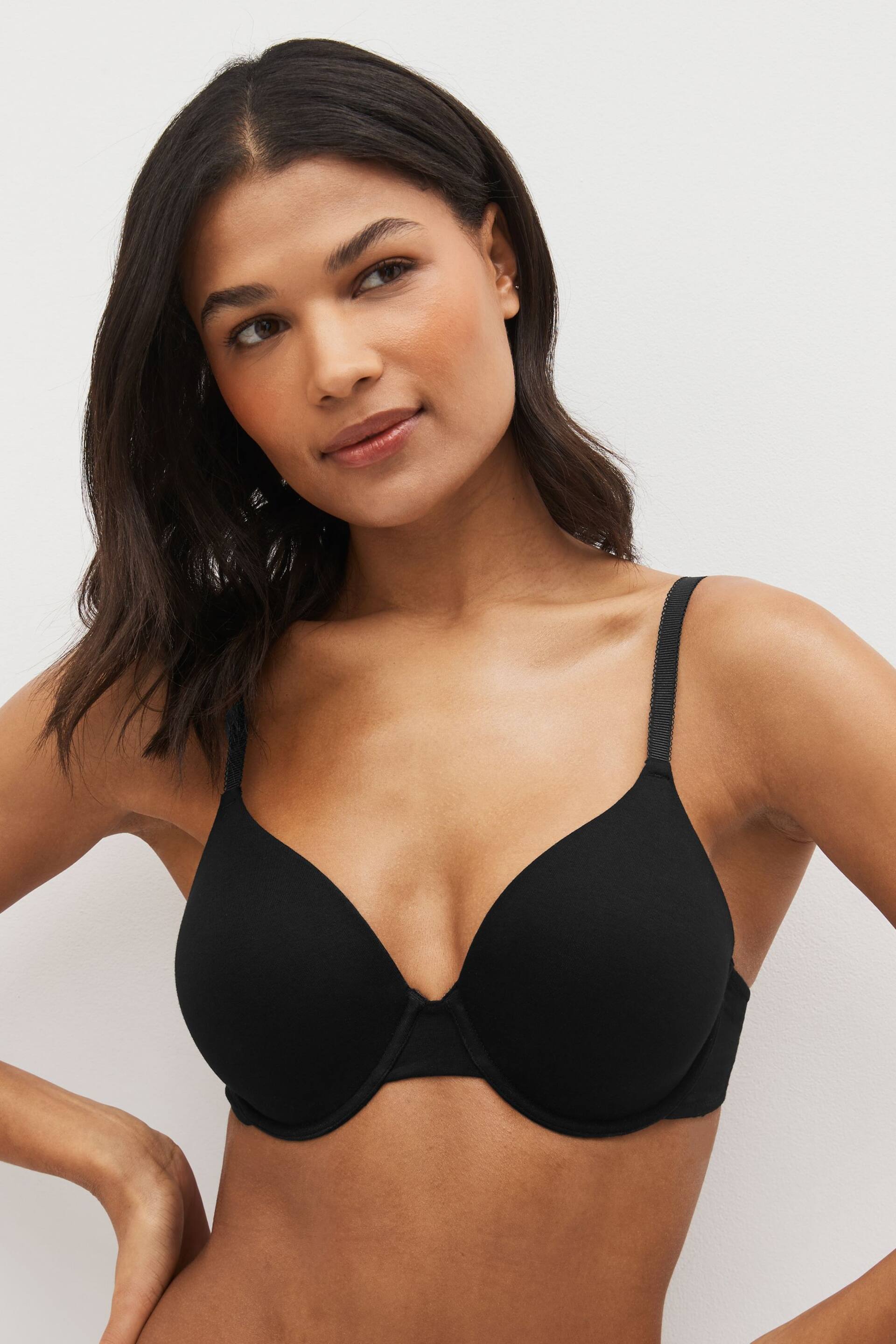 Black Pad Full Cup Cotton Blend Bra - Image 1 of 5