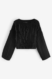 Black Ruffle Cable Long Sleeve Jumper - Image 5 of 6