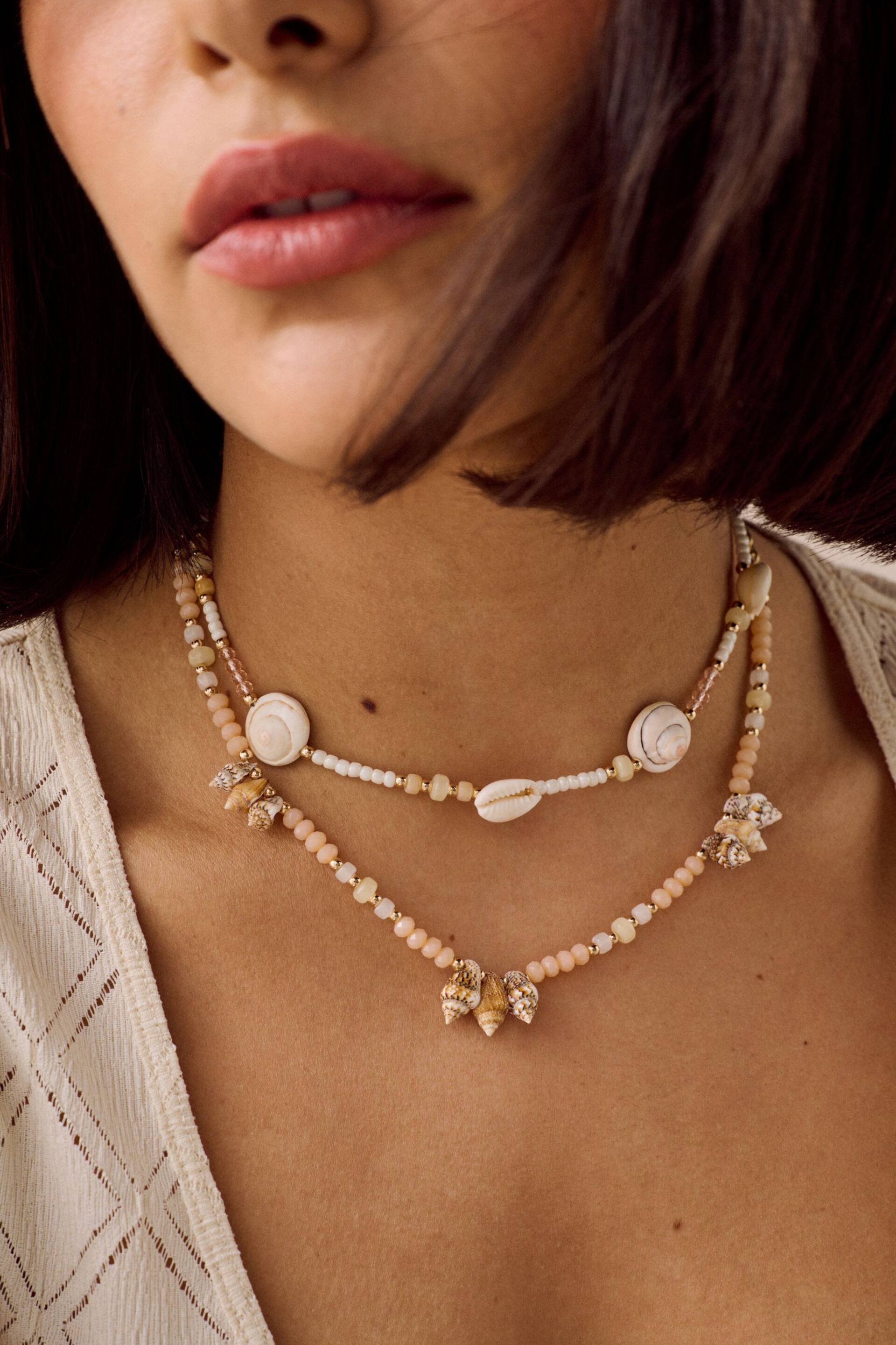 Pink Real Shell Two Layer Necklace - Image 2 of 4