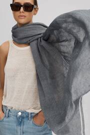 Reiss Blue Dixie Modal Blend Yarn Dyed Scarf - Image 1 of 6