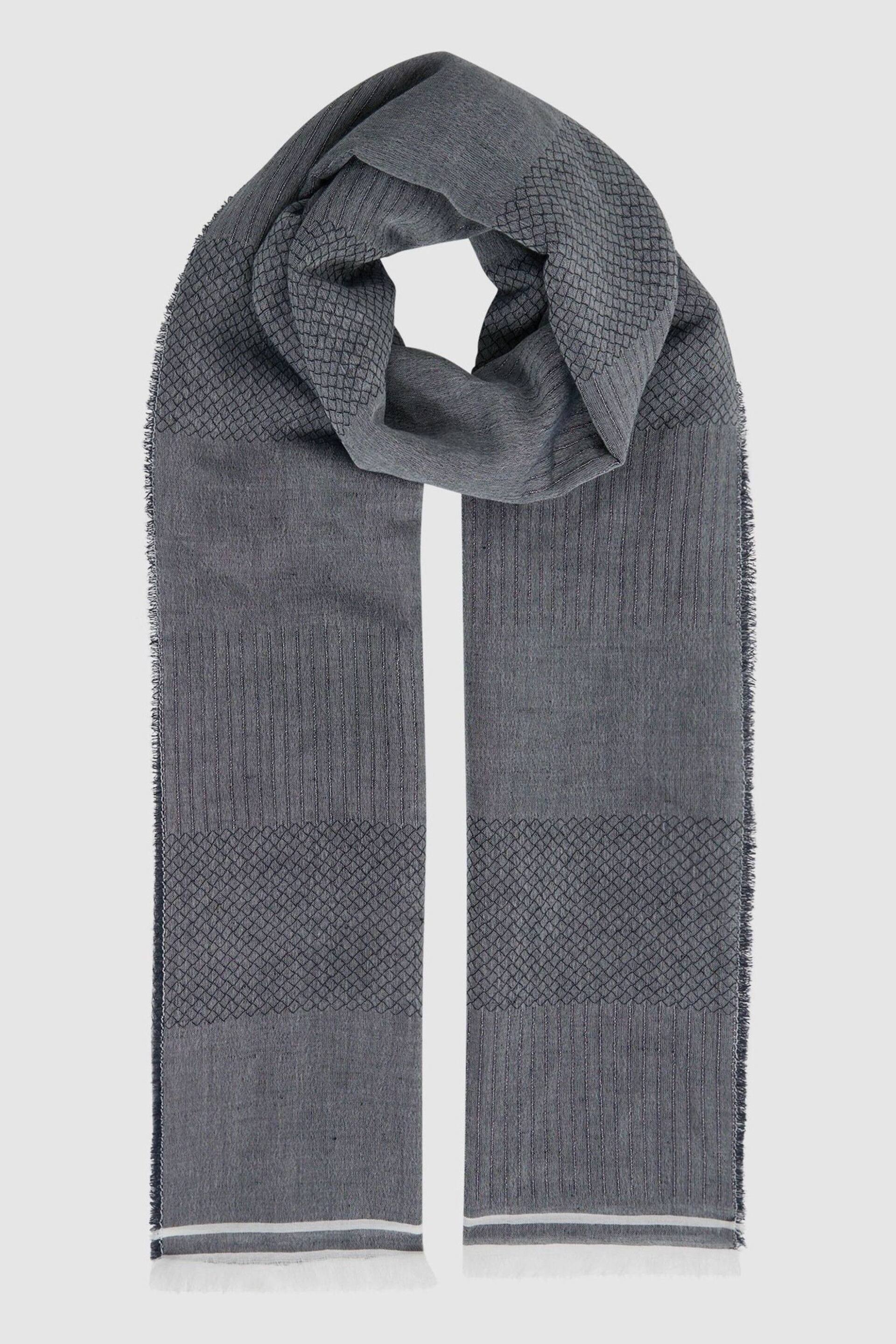 Reiss Blue Dixie Modal Blend Yarn Dyed Scarf - Image 3 of 6