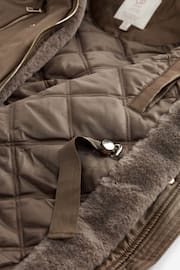 Fawn Brown Longline Shower Resistant Cotton Blend Padded Parka - Image 12 of 12