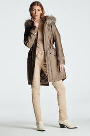 Fawn Brown Longline Shower Resistant Cotton Blend Padded Parka - Image 2 of 12