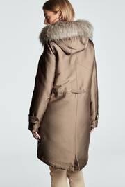Fawn Brown Longline Shower Resistant Cotton Blend Padded Parka - Image 3 of 12
