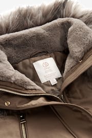 Fawn Brown Longline Shower Resistant Cotton Blend Padded Parka - Image 8 of 12