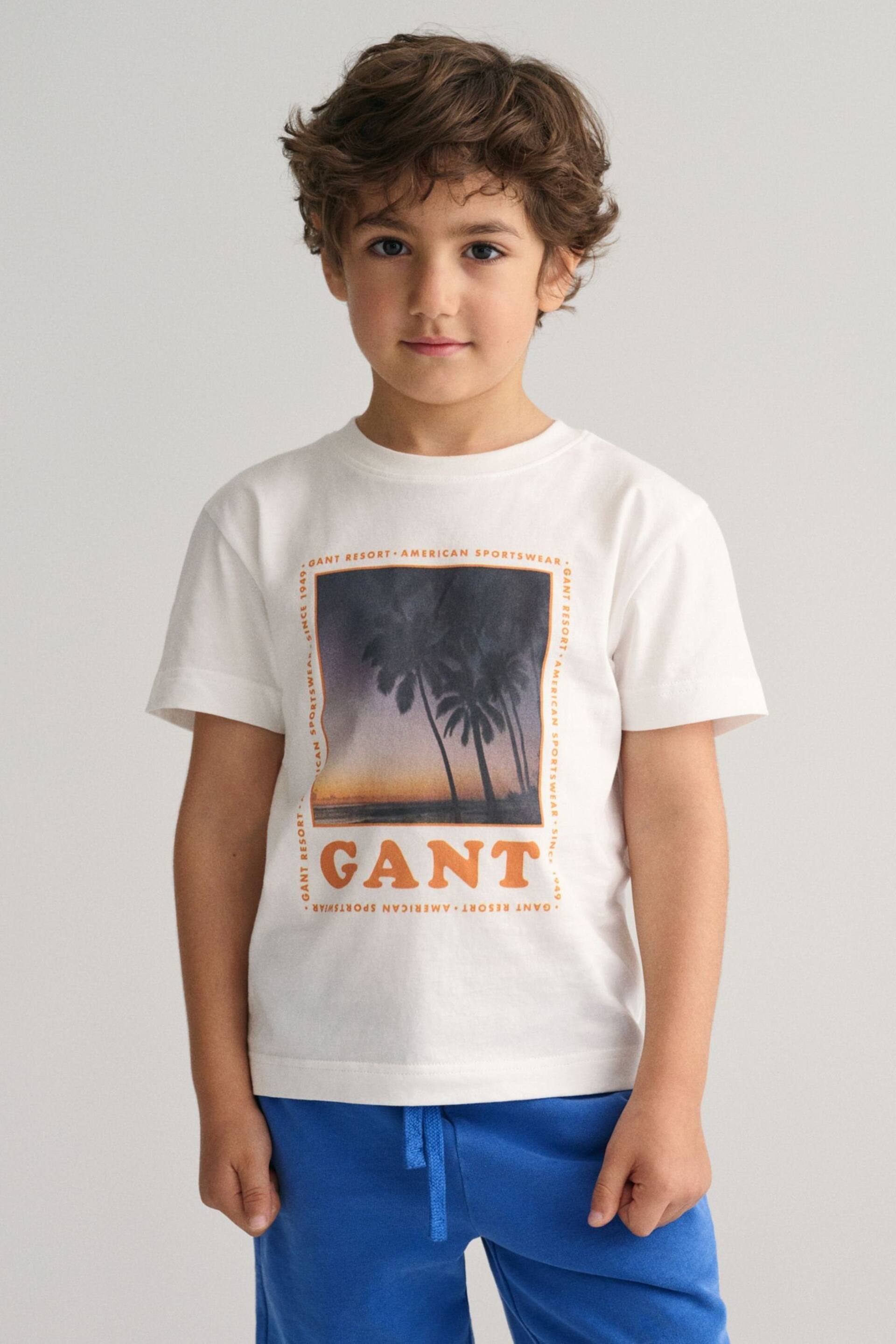 GANT Boys Resort White T-Shirt - Image 3 of 4
