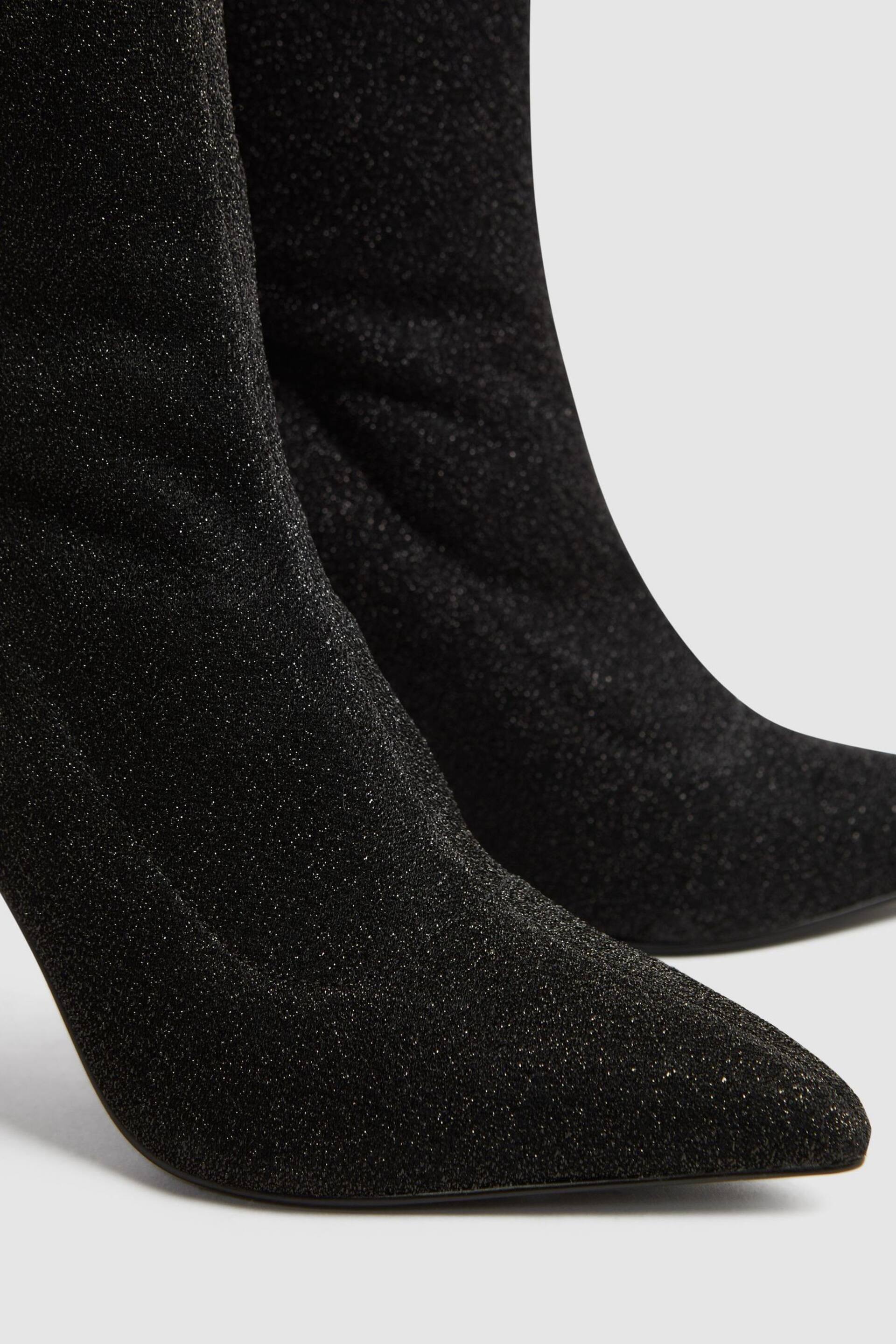 Reiss Black Jess Metallic Sock Boots - Image 5 of 5