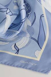 GANT Blue Magnolia Print Silk Scarf - Image 4 of 4