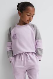 Reiss Lilac Bryce Junior Colourblock Motif Jersey Sweatshirt - Image 1 of 6