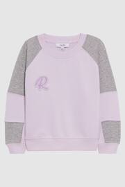 Reiss Lilac Bryce Junior Colourblock Motif Jersey Sweatshirt - Image 2 of 6