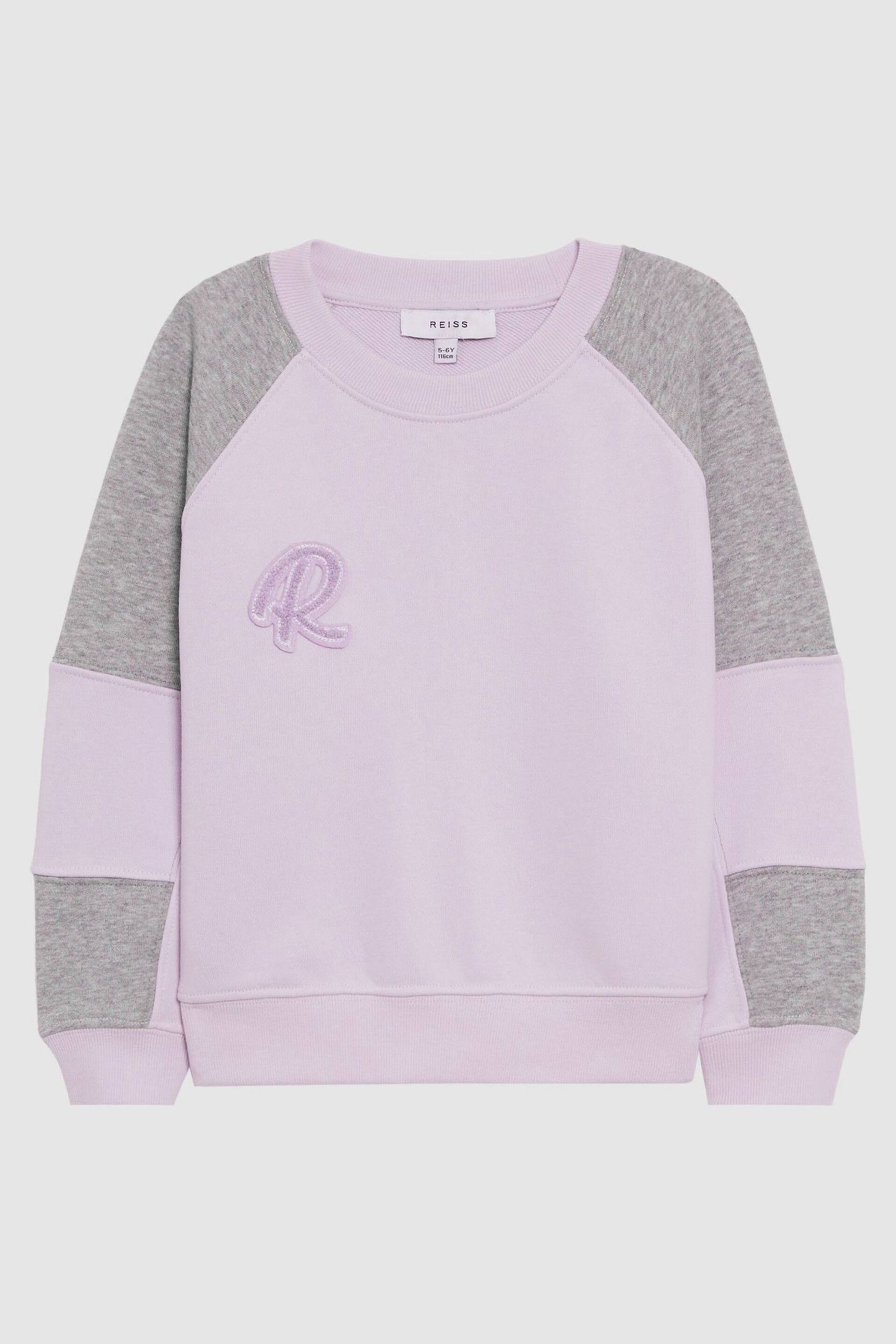 Reiss Lilac Bryce Junior Colourblock Motif Jersey Sweatshirt - Image 2 of 6
