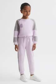 Reiss Lilac Bryce Junior Colourblock Motif Jersey Sweatshirt - Image 4 of 6