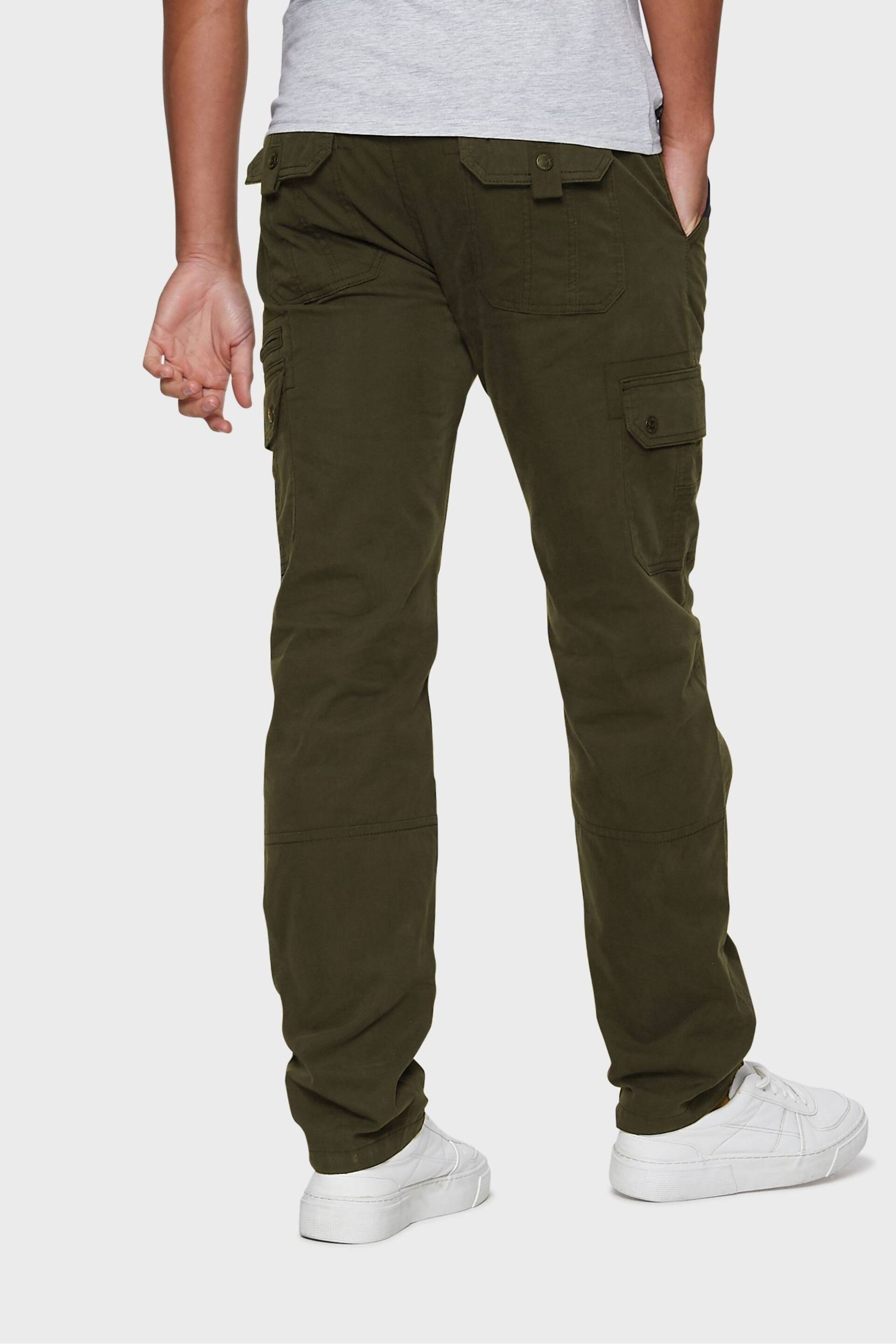 Threadbare Green Cotton Blend Belted Cargo Trousers - Image 2 of 4