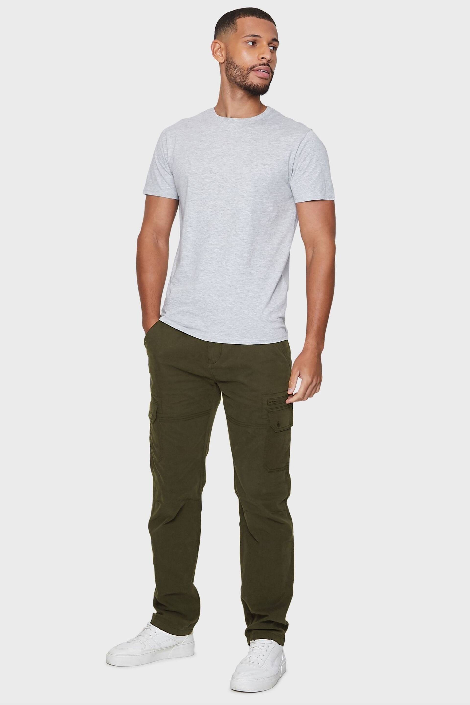 Threadbare Green Cotton Blend Belted Cargo Trousers - Image 3 of 4