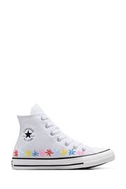 Converse White Embroidered Chuck Taylor All Star Youth Trainers - Image 1 of 9