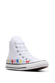 Converse White Embroidered Chuck Taylor All Star Youth Trainers - Image 7 of 9