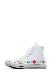 Converse White Embroidered Chuck Taylor All Star Youth Trainers - Image 8 of 9