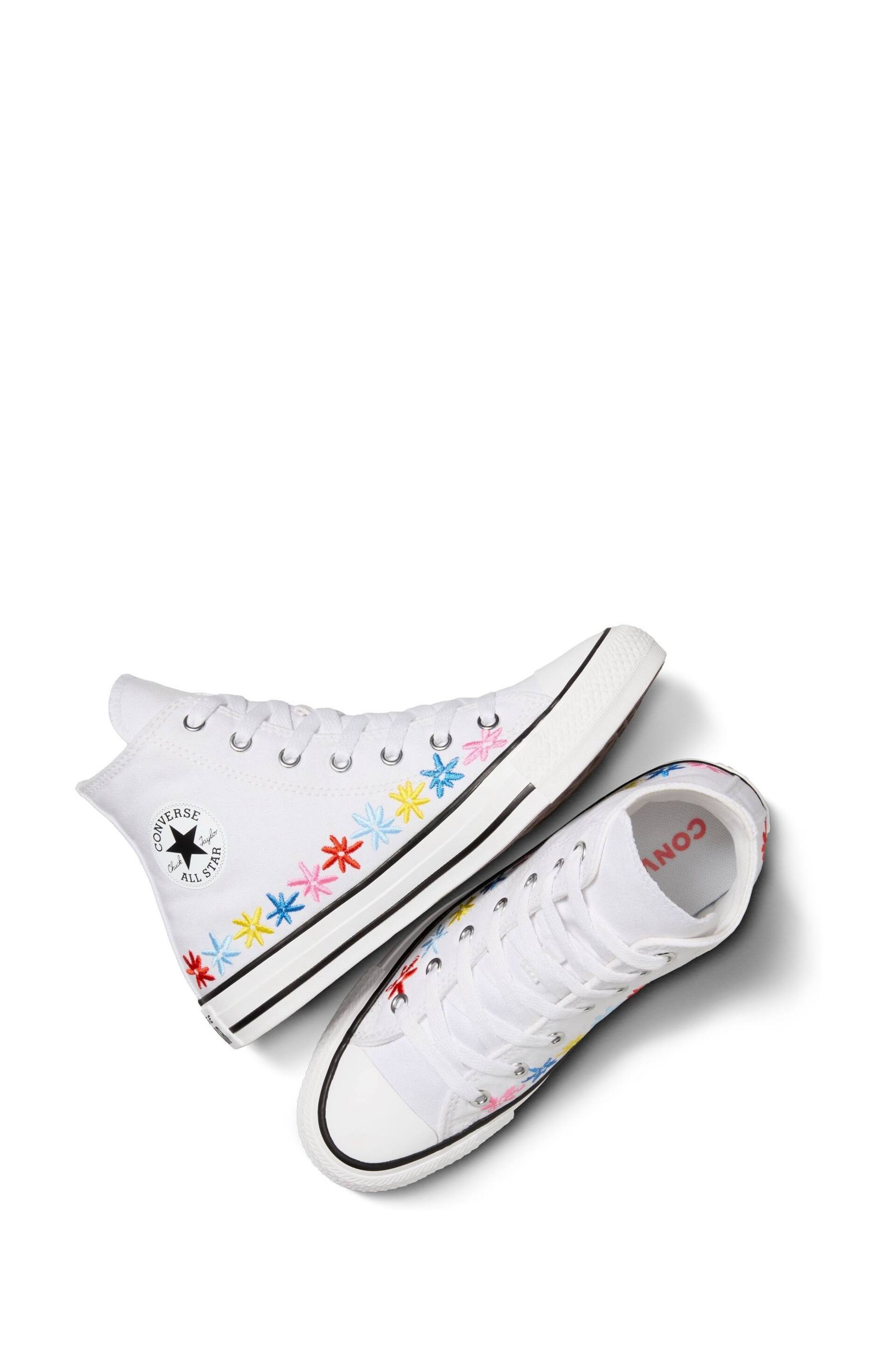 Converse White Embroidered Chuck Taylor All Star Youth Trainers - Image 9 of 9