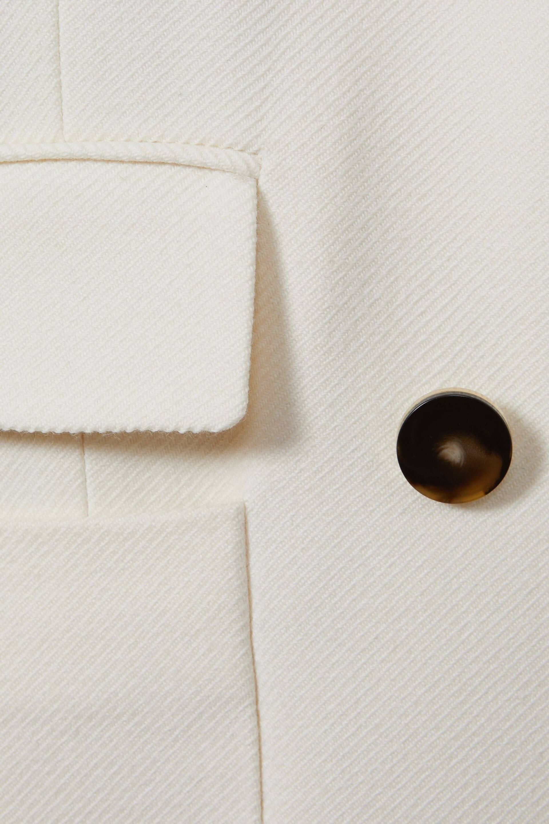Reiss White Larsson Double Breasted Twill Blazer - Image 6 of 6