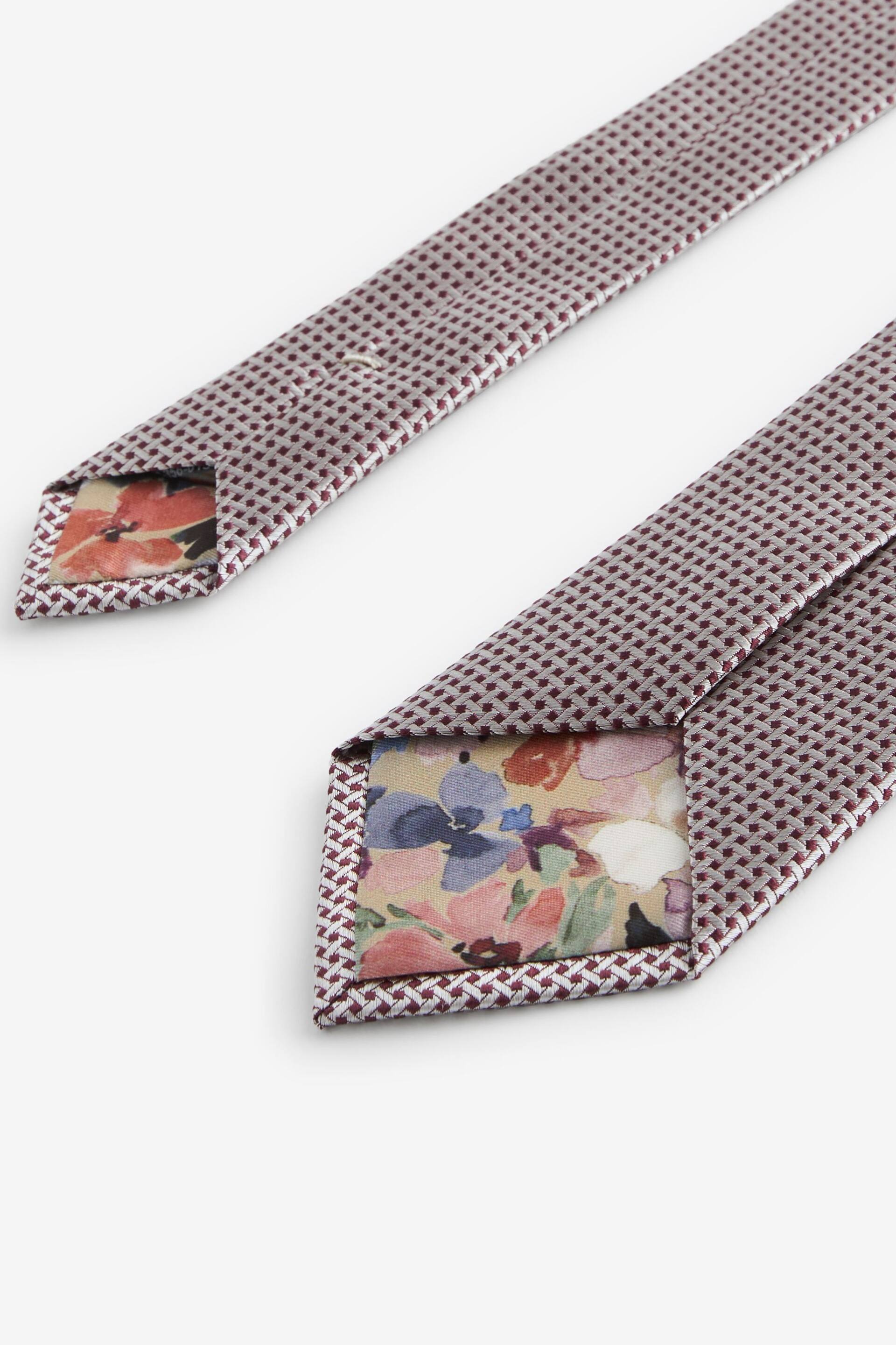 Damson Pink/Neutral Brown Textured Signature Made In Italy Tie - Image 3 of 3
