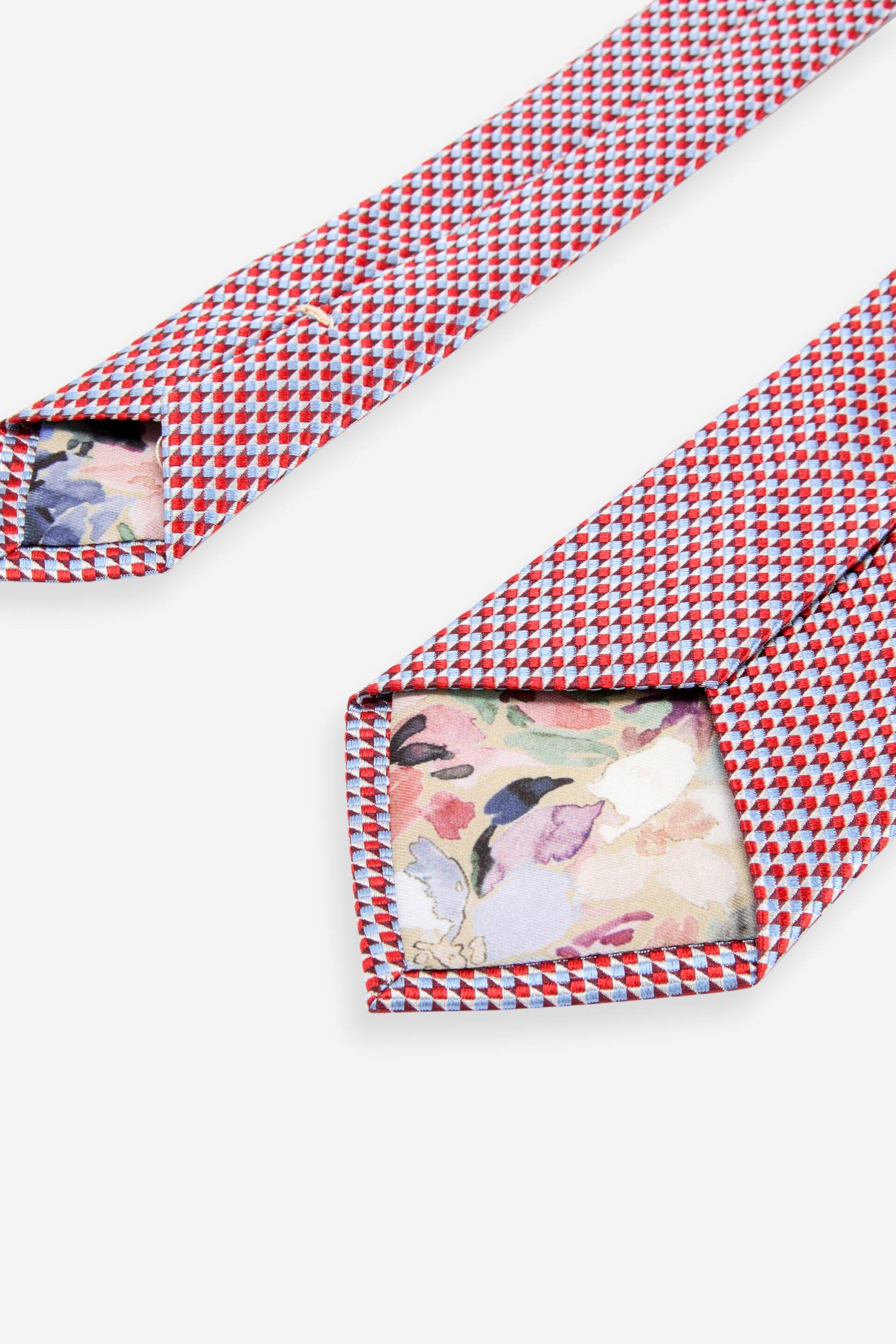 Red/Light Blue Geometric Signature Made In Italy Tie - Image 3 of 3