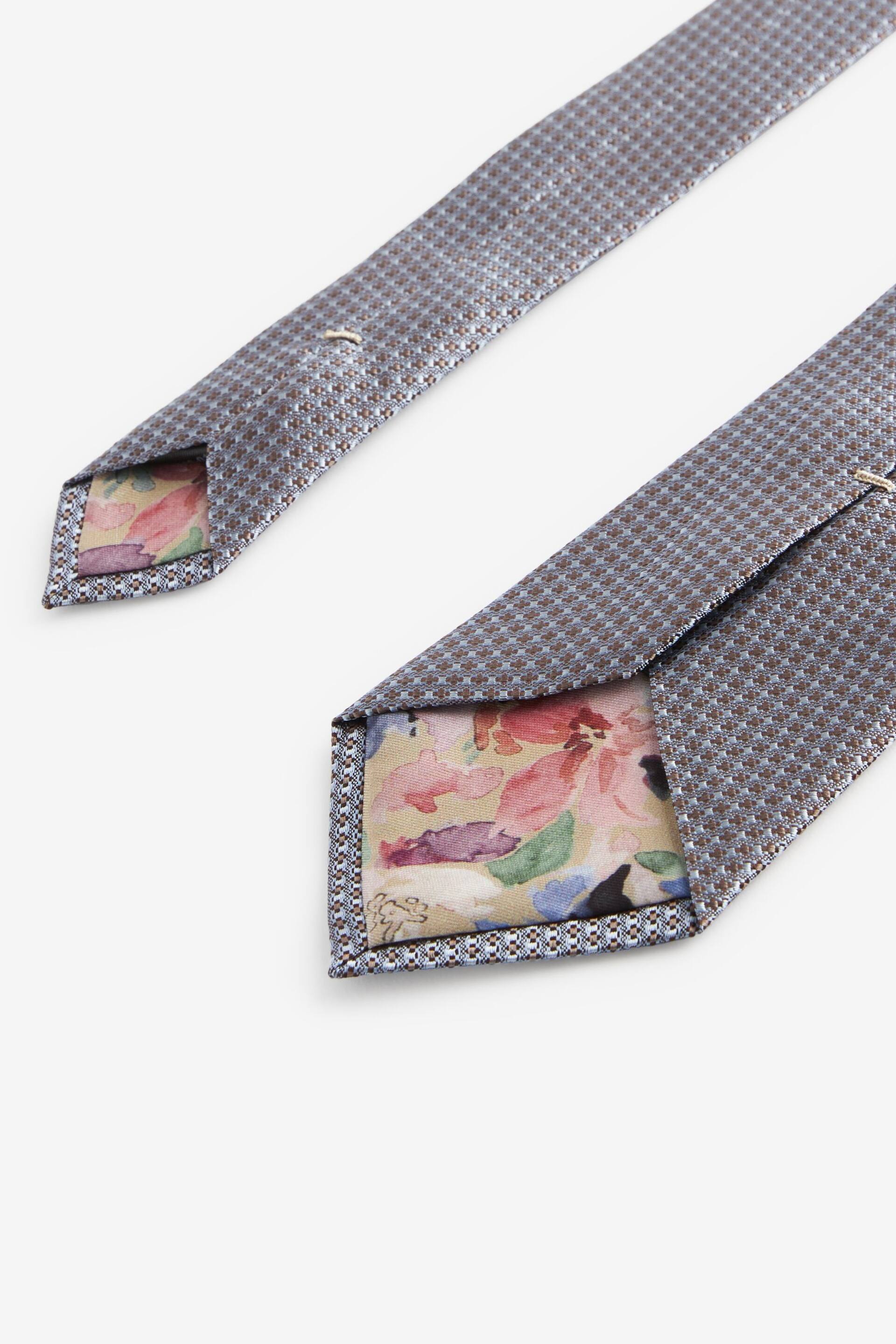 Neutral Brown/Light Blue Signature Made In Italy Tie - Image 3 of 3