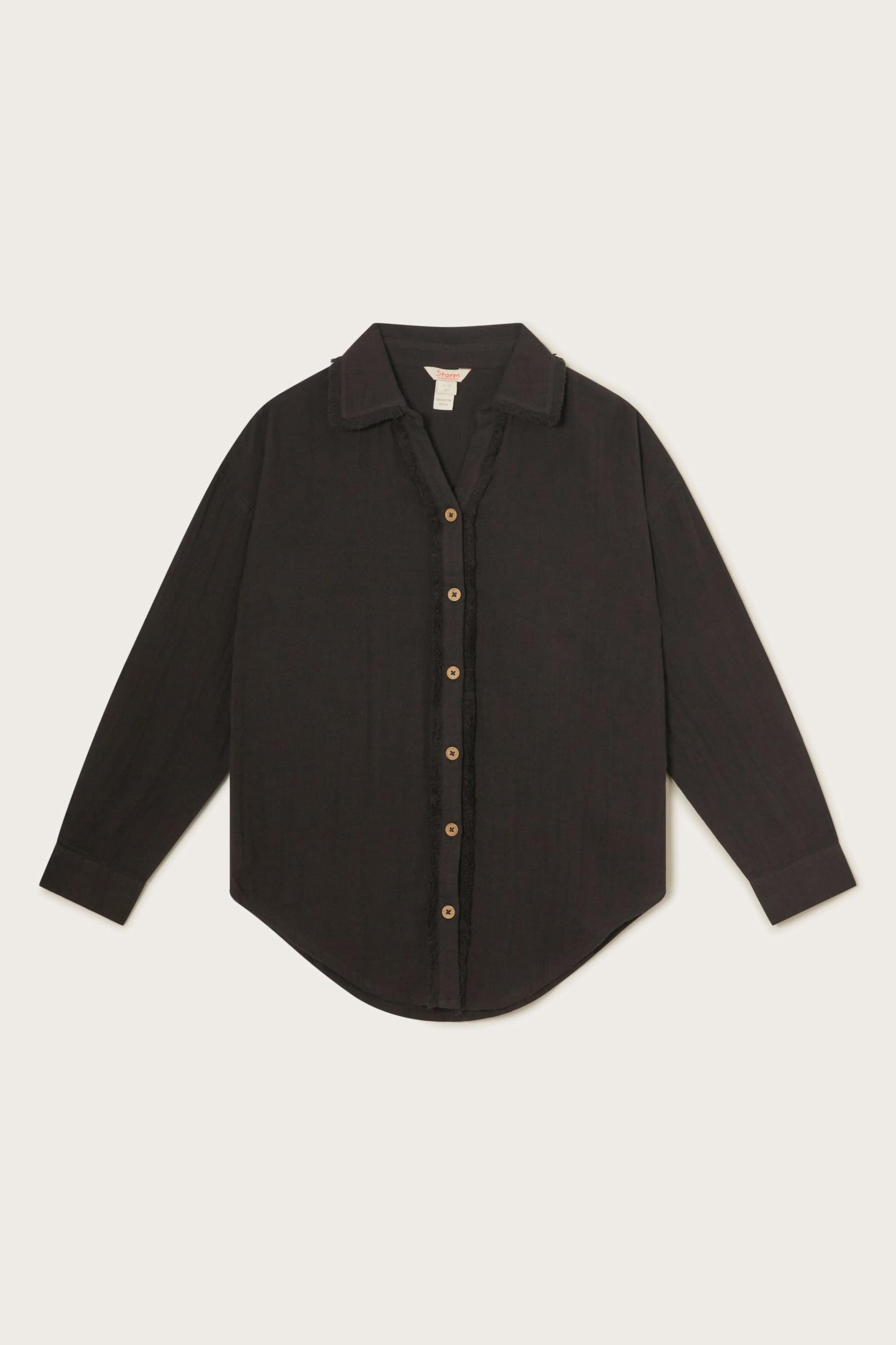 Monsoon Black Long Sleeve Beach Shirt - Image 1 of 3