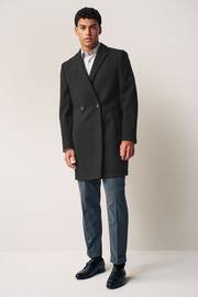 Black Double Breasted Epsom Overcoat - Image 2 of 12